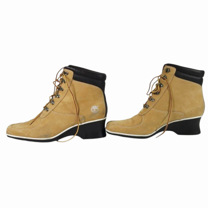 NWT *Timberland Tan Leather Women Lace-up Wedge Ankle Boot (10M)