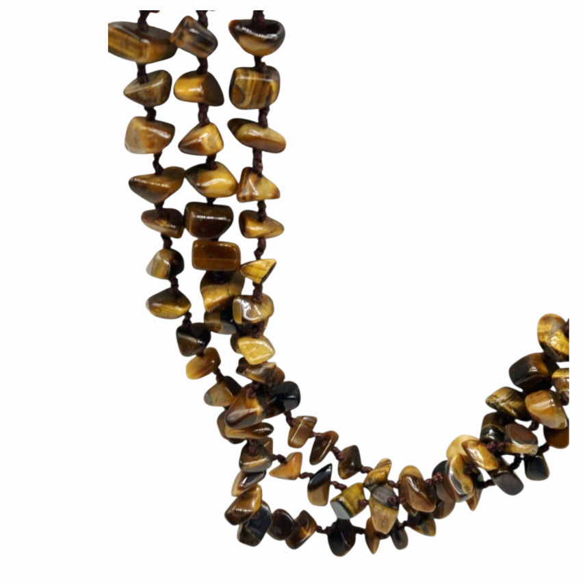 Beautiful *Sterling Silver/Tiger's Eye Extra Long Necklace & Matching Earrings