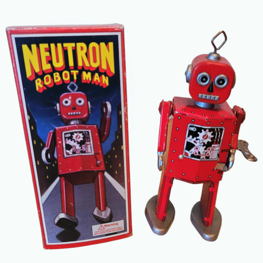 Schylling *1999 Collector Series 'Neutron Robot Man Wind-up w/ COA