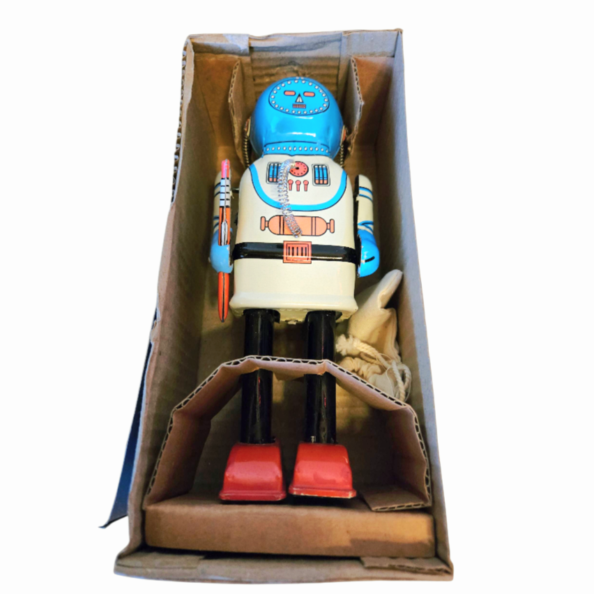 Vintage *Inter Planet Space Captain Tin Wind-up Robot by Schylling w/ Box