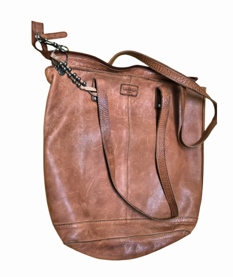 Beautiful *Vilenca Holland Olivia Woven Accent Cognac Leather Shoulder Bag