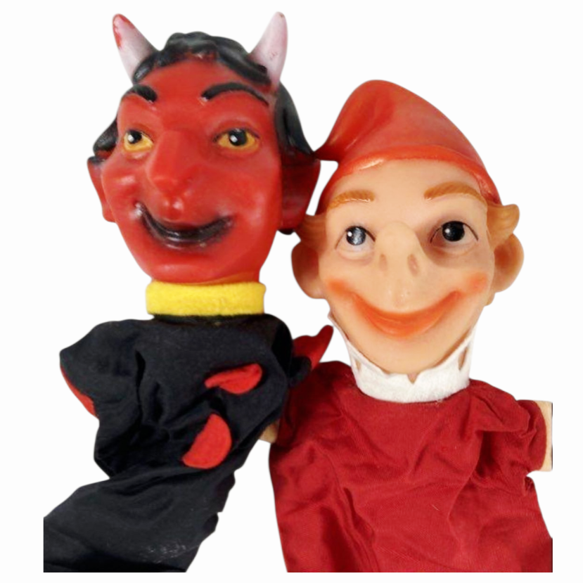 Vintage *Scheithauer 8-pcs Western Germany Rubber Head Hand Puppets (1970s)