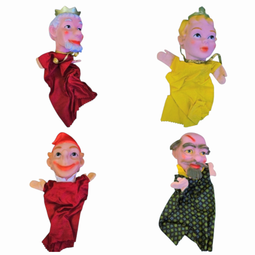 Vintage *Scheithauer 8-pcs Western Germany Rubber Head Hand Puppets (1970s)