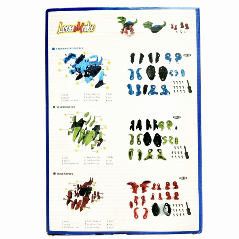 NIB *Leonmake: DINOSAUR Building - Take Apart for Kids STEM 3-Pack Toys (Ages 3-5)