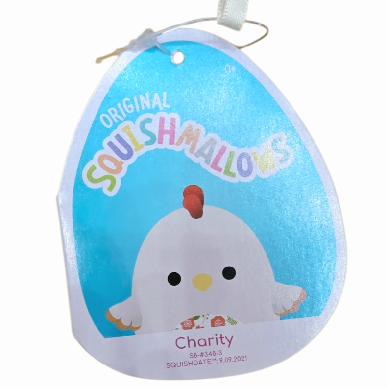 NWT *Squishmallow "Charity" The 8" Plush Chicken w/ Floral Belly (Easter Themed)