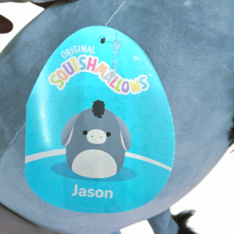 NWT *Squishmallow "Jason" The 8" Plush Grey-Blue Donkey (KellyToys)