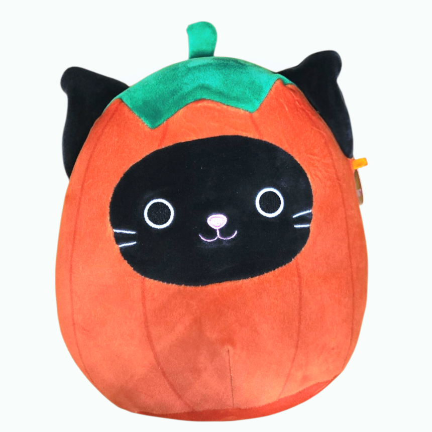 NWT *Squishmallow "Calio" the 8" Plush Black Cat in a Pumpkin Costume
