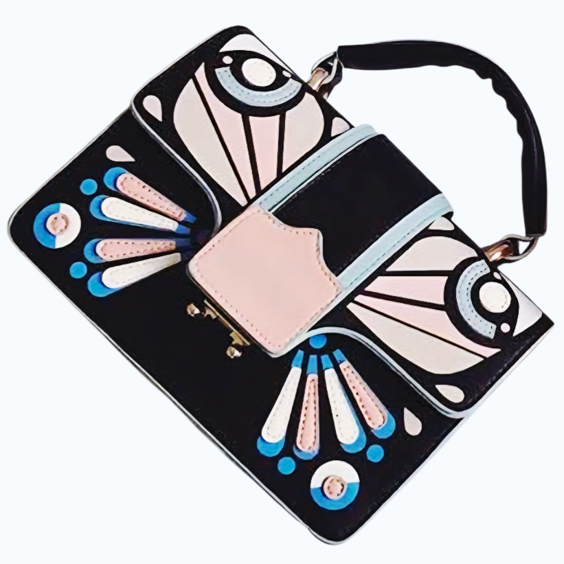 NEW *Julia Kays Leather BUTTERFLY Handle Purse Shoulder Bag (9x6x3")