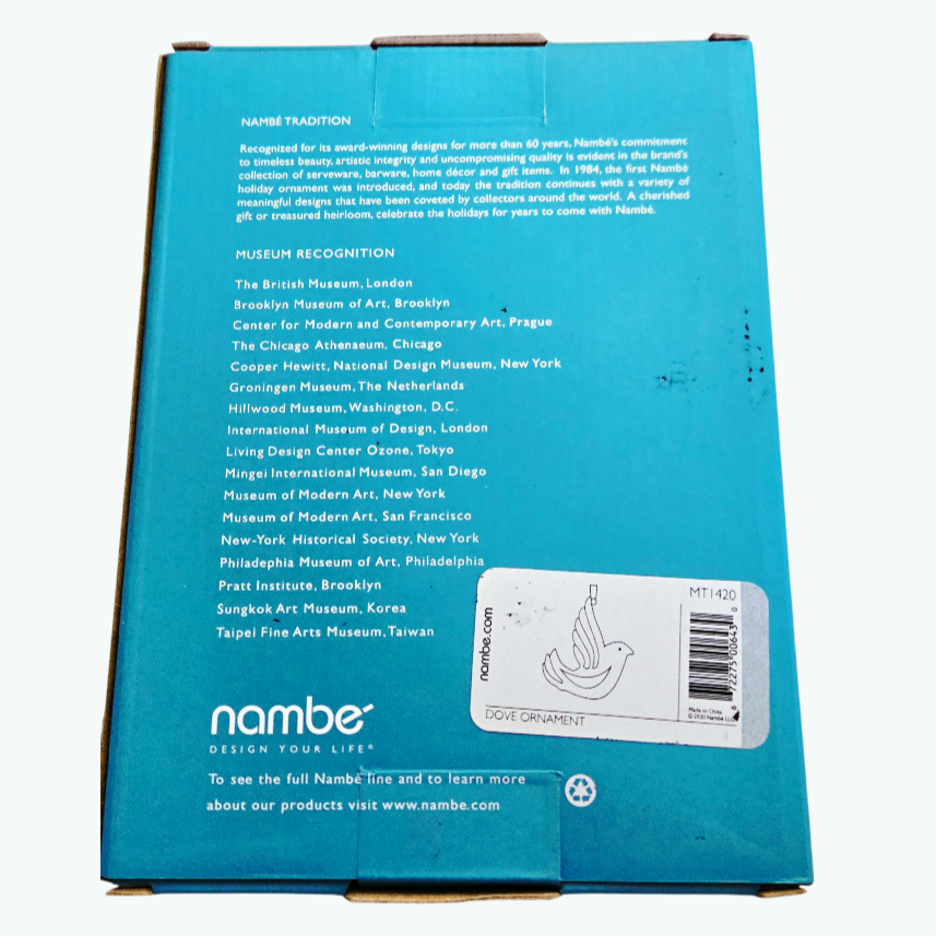 NIB *Nambe Silver & Gold 4" Christmas Holiday DOVE Ornament -