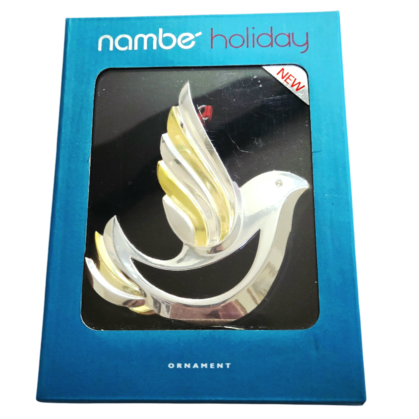 NIB *Nambe Silver & Gold 4" Christmas Holiday DOVE Ornament -