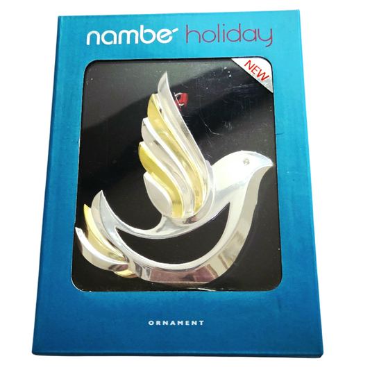 NIB *Nambe Silver & Gold 4" Christmas Holiday DOVE Ornament -