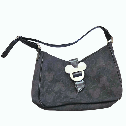 Vintage *Walt Disney Mickey Mouse Black Hobo Shoulder Bag (12x8x1.5")