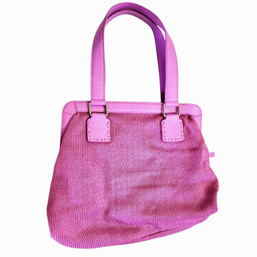 Charming *Pink "THE SAK" Knit-Style Double Handle Purse Shoulder Bag