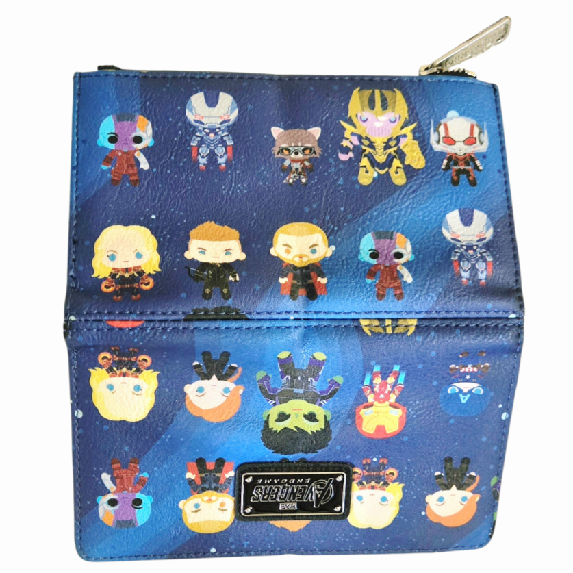 Nice *Loungefly Marvel Avengers: Endgame Chibi All-Over-Print Flap Wallet