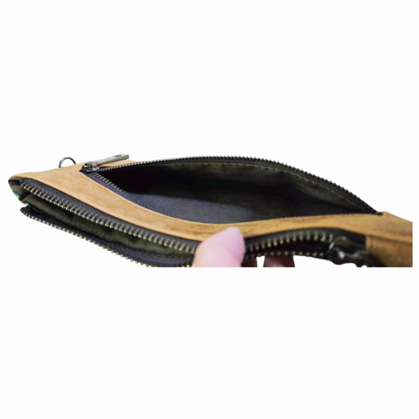 Cute *Brown Suede & Multi-Color Embroidered Wallet Handbag 8x4"