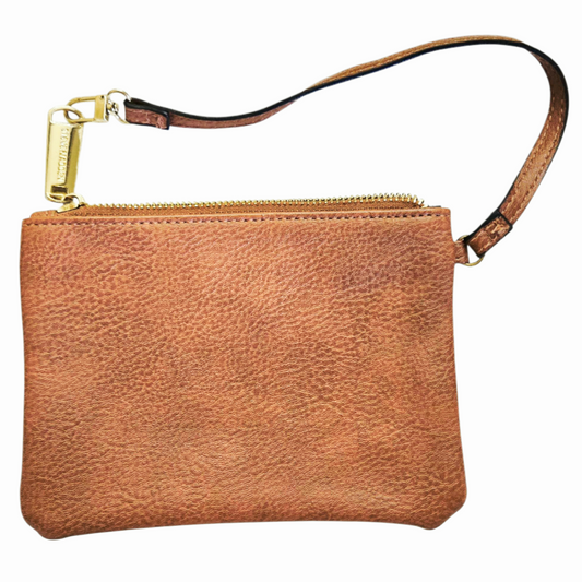 Nice *Brown Faux Leather Steve Madden Wallet WristBag Purse 7x5"