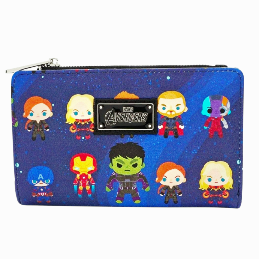 Nice *Loungefly Marvel Avengers: Endgame Chibi All-Over-Print Flap Wallet