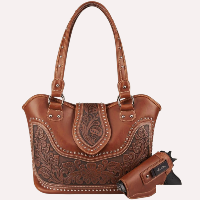 NEW *Montana West Tooling Studded Concealed Carry Shoulder Handbag