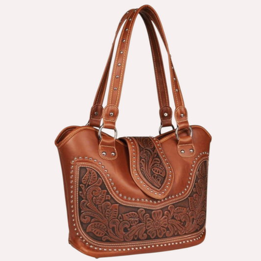 NEW *Montana West Tooling Studded Concealed Carry Shoulder Handbag