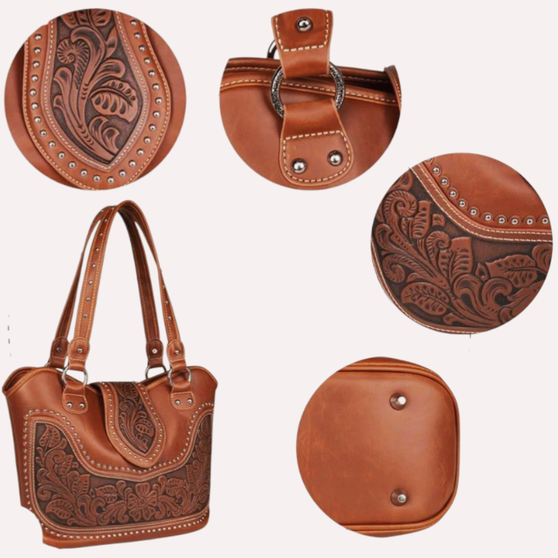 NEW *Montana West Tooling Studded Concealed Carry Shoulder Handbag