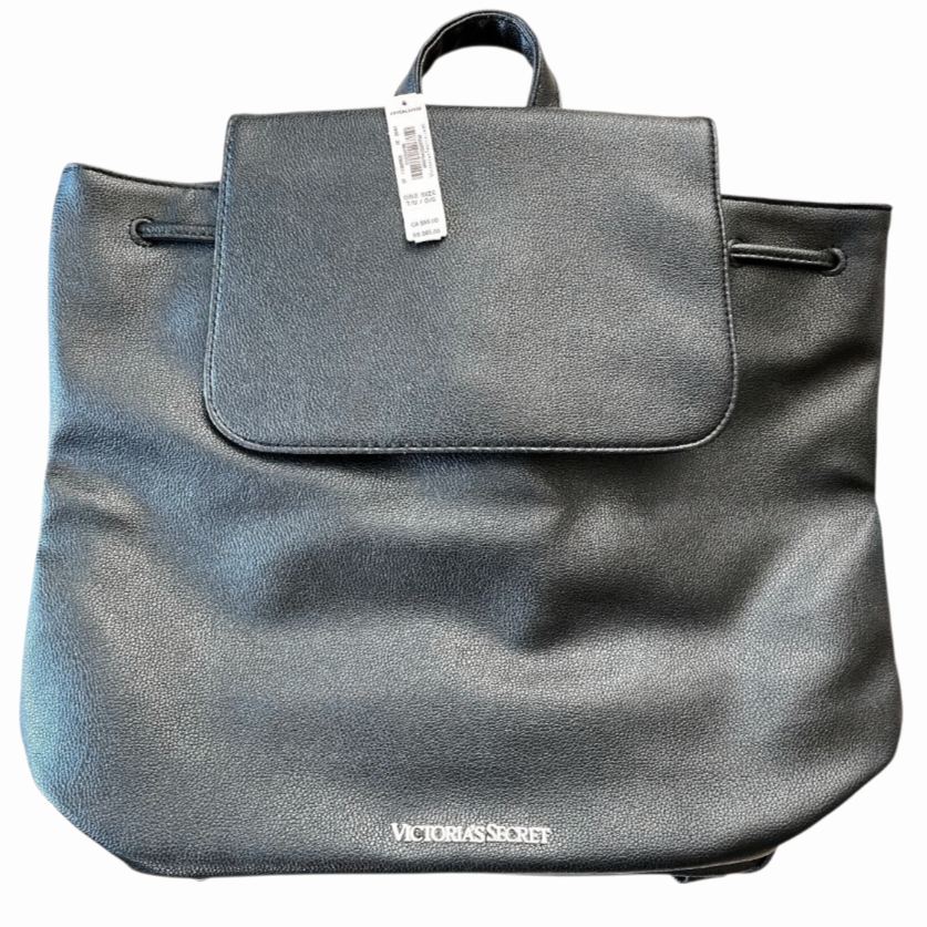 NWT *Victoria Secret Black Pebbled Faux Leather Backpack Tote/Bag $85