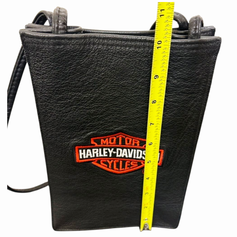 Harley-Davidson *Embroidered Leather Logo Biker Shoulder Handbag Purse (10x7")