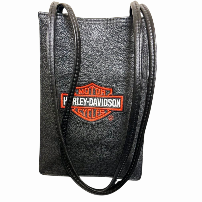 Harley-Davidson *Embroidered Leather Logo Biker Shoulder Handbag Purse (10x7")