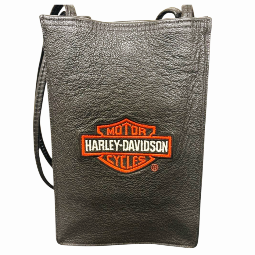 Harley-Davidson *Embroidered Leather Logo Biker Shoulder Handbag Purse (10x7")