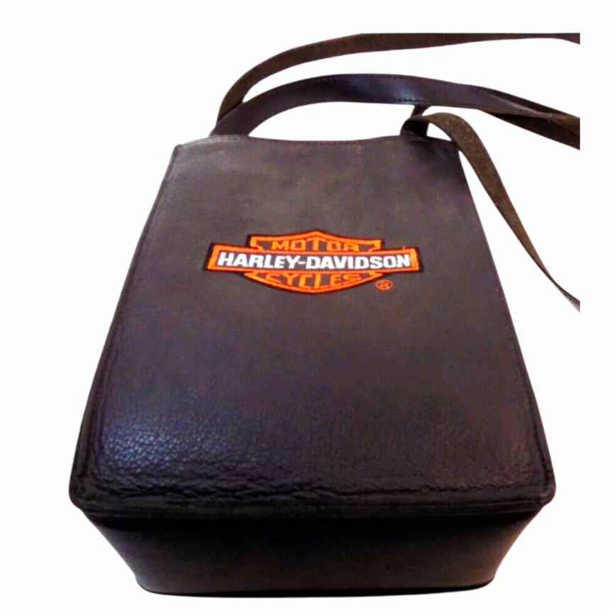 Harley-Davidson *Embroidered Leather Logo Biker Shoulder Handbag Purse (10x7")