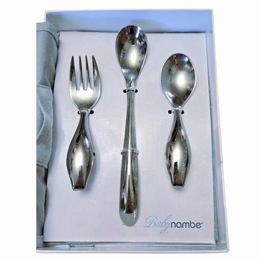 NEW *Nambe's Baby 3-Piece Stainless Steel (18/10) Feeding Set
