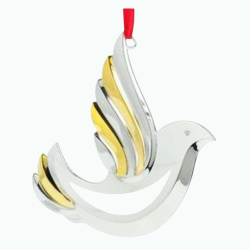 NIB *Nambe Silver & Gold 4" Christmas Holiday DOVE Ornament -