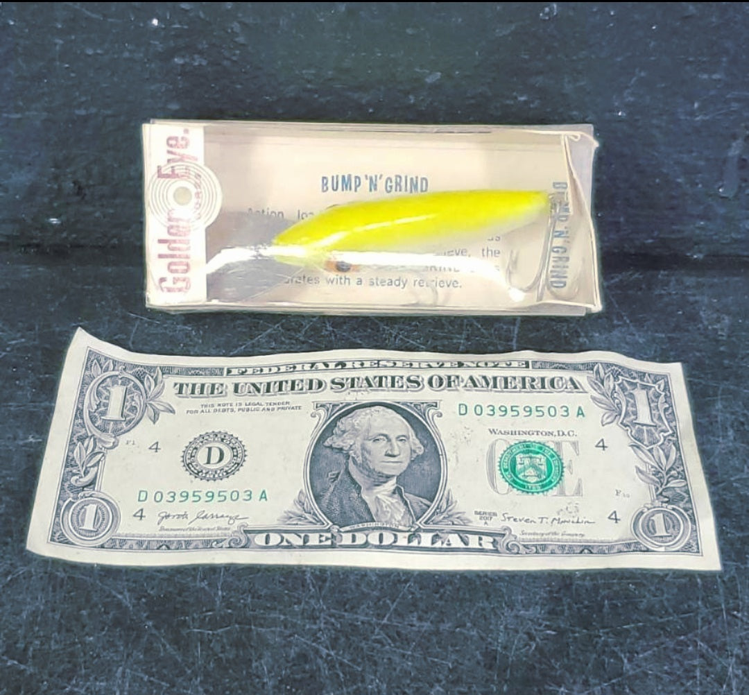NIP *Vintage Golden Eye "Bump 'N Grind" Crankbait (1960s) Fishing Lure #6400