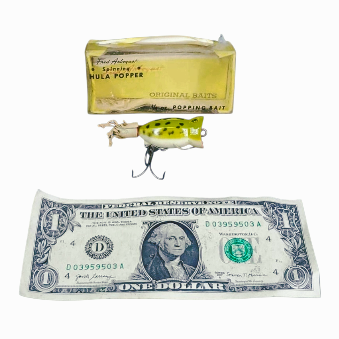 Vintage *Fred Arbogast "Hula Popper" A Topwater Fishing Lure In Original Box (1940s)