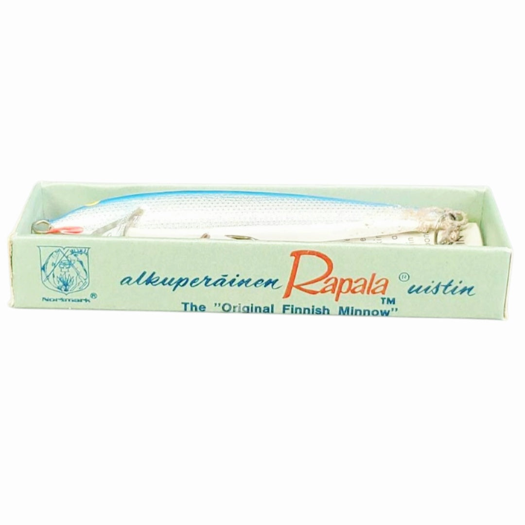 Vintage Rapala Original Floating Minnow Lure B Blue Silver Finland NIB w/ Box