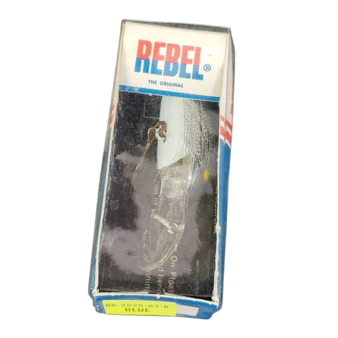 Vintage Rebel Deep Runner Fishing Lure - Chrome Blue Cross-Hatch w/ Original Box