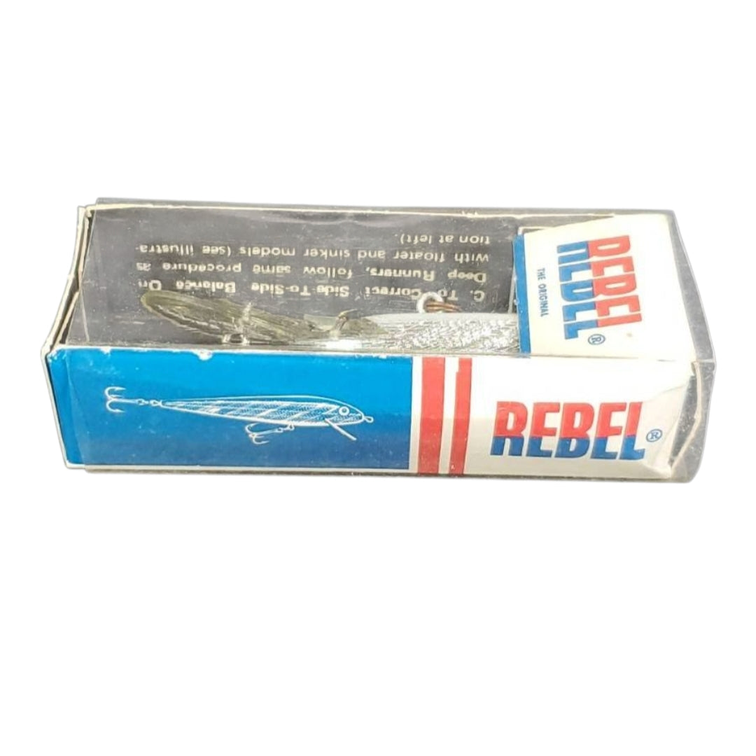 Vintage Rebel Deep Runner Fishing Lure - Chrome Blue Cross-Hatch w/ Original Box