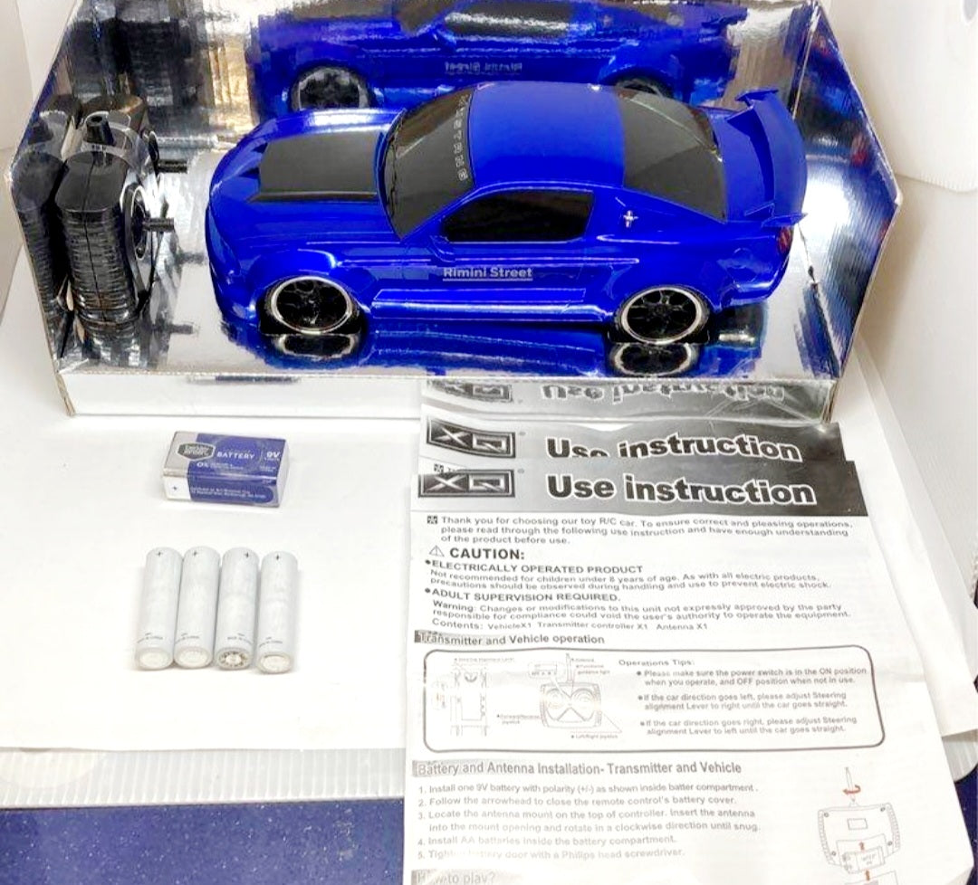 New *XQ Extreme Machines Radio Control "2014 Blue GT Ford Mustang Boss" 1:18 Scale