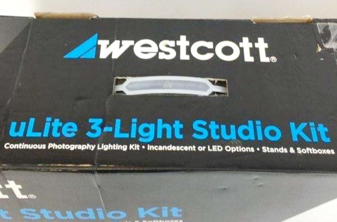 Westcott Ulite 3-light Studio Kit Stands Boxes 35-watt LED & Photoflood Bulbs #403L