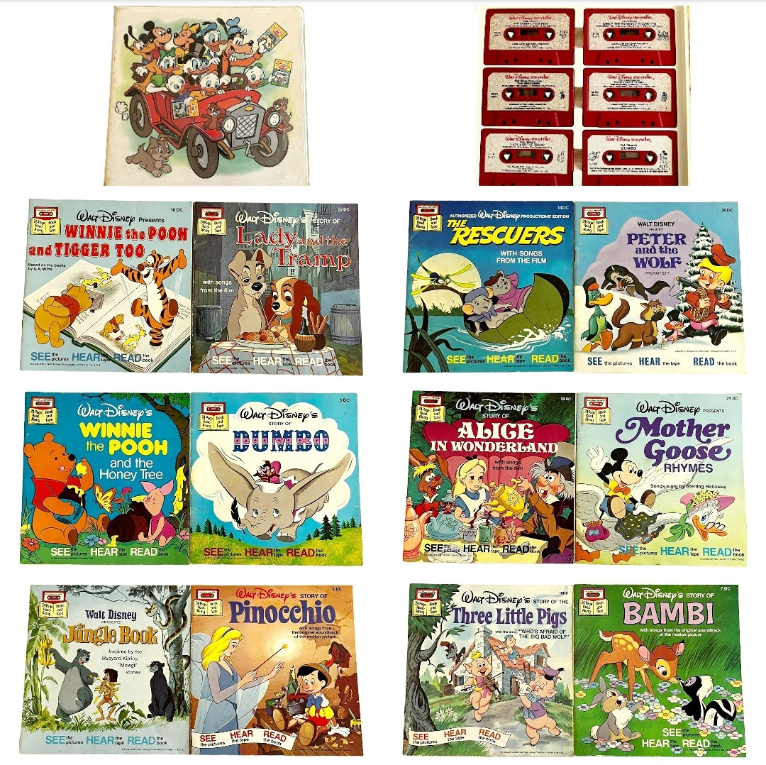Disneyland "Take-a-Tape-Along" (Complete Set) 6 Books & Doublesided Tapes Case (1979)