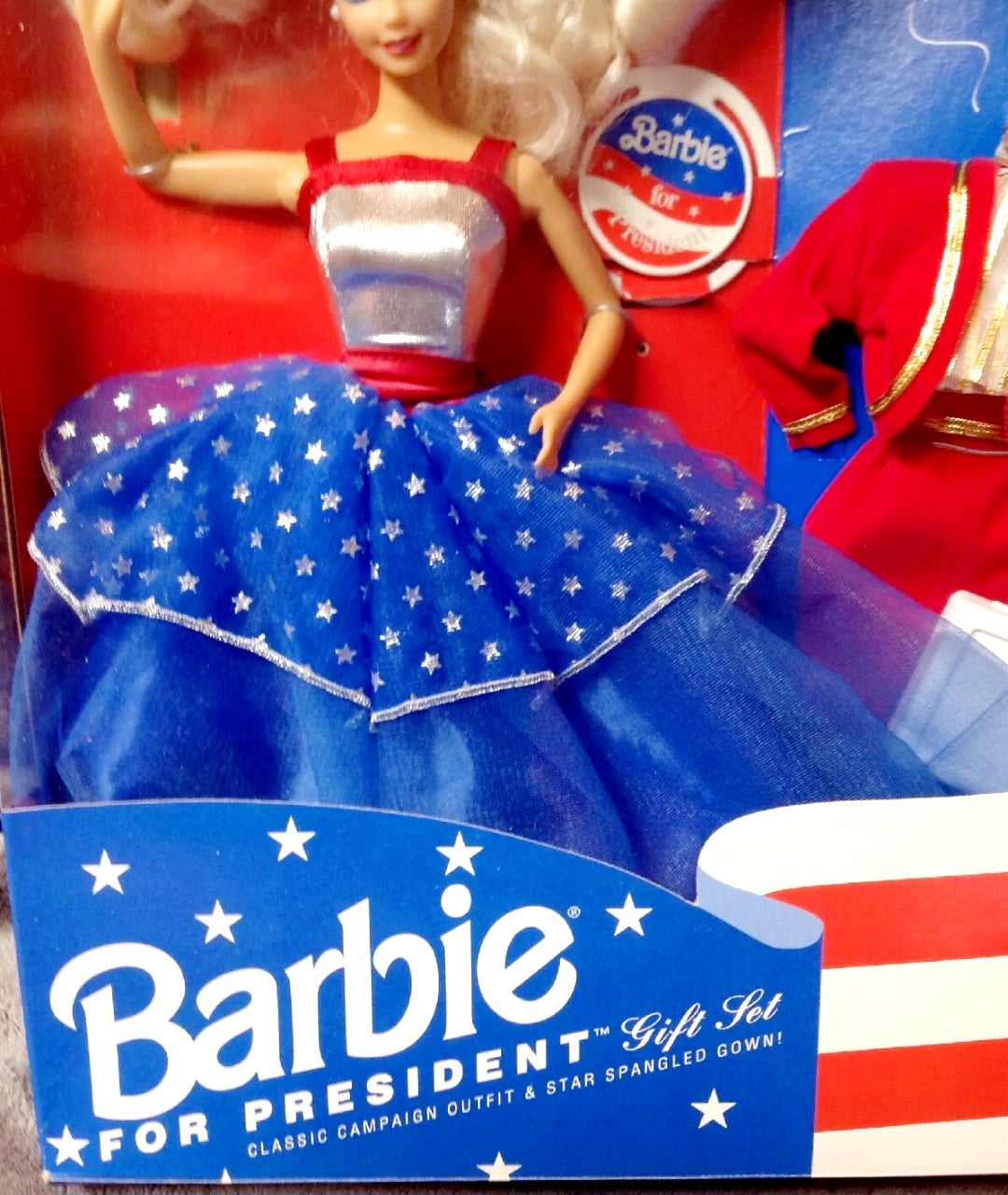 NIB *Barbie For President Gift Set 1991 (Campaign Outfit & Star Spangled Gown!)