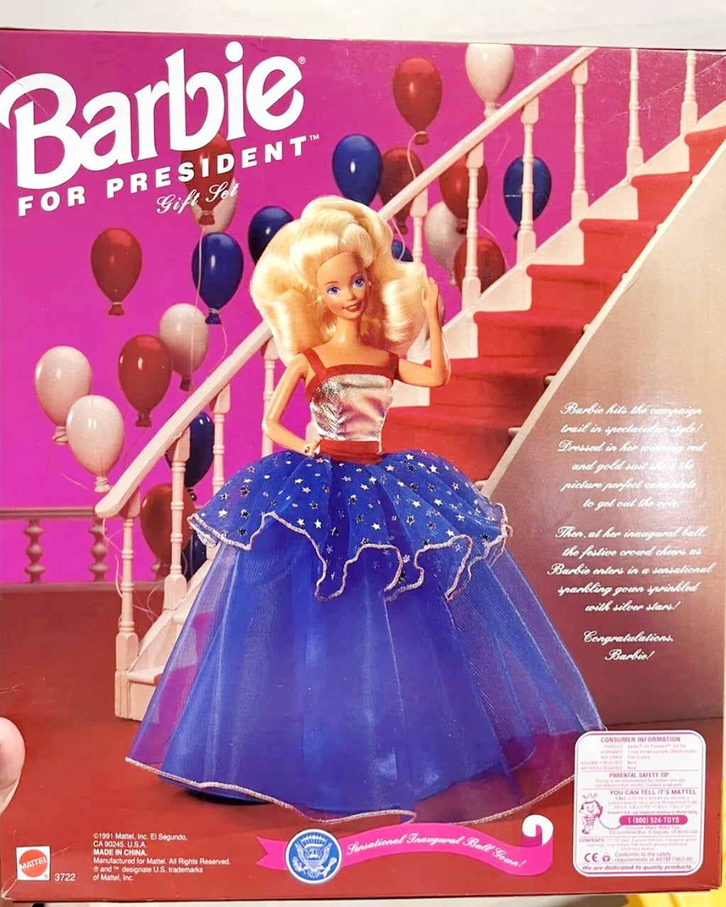 NIB *Barbie For President Gift Set 1991 (Campaign Outfit & Star Spangled Gown!)