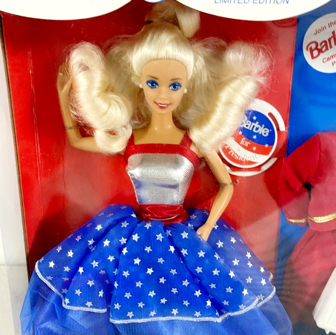 NIB *Barbie For President Gift Set 1991 (Campaign Outfit & Star Spangled Gown!)