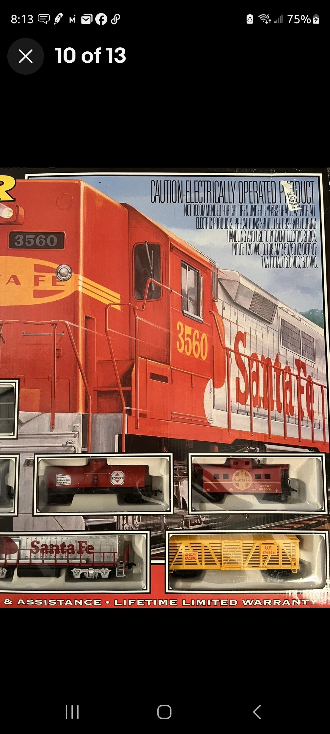 Great *Boxed Diesel Thunder HO Scale Electric Santa Fe Train Set: 74"×38", 185+ Pcs.