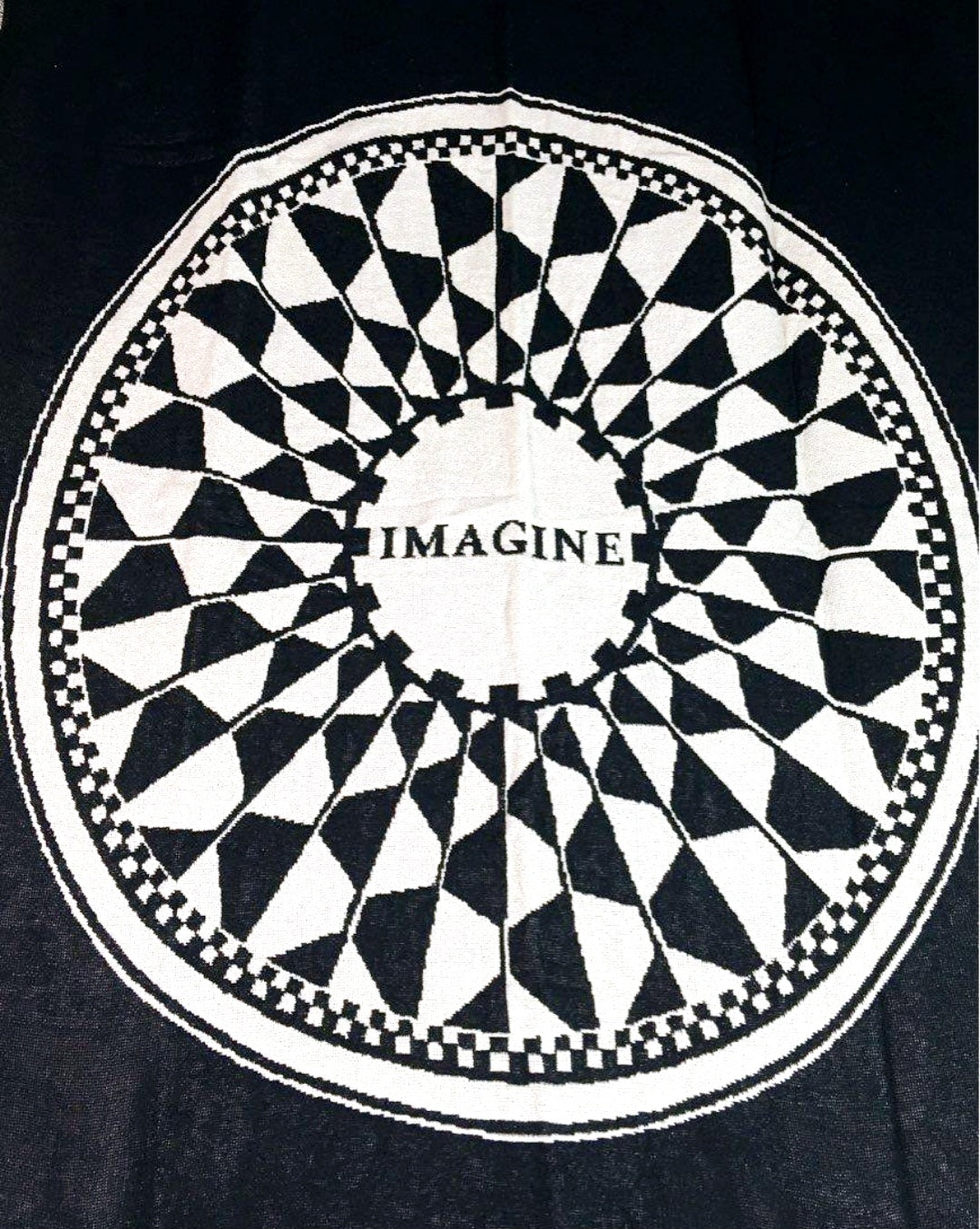 Black & White "Imagine" Cotten Jacquard Blanket Reversible (69"×49") NEW