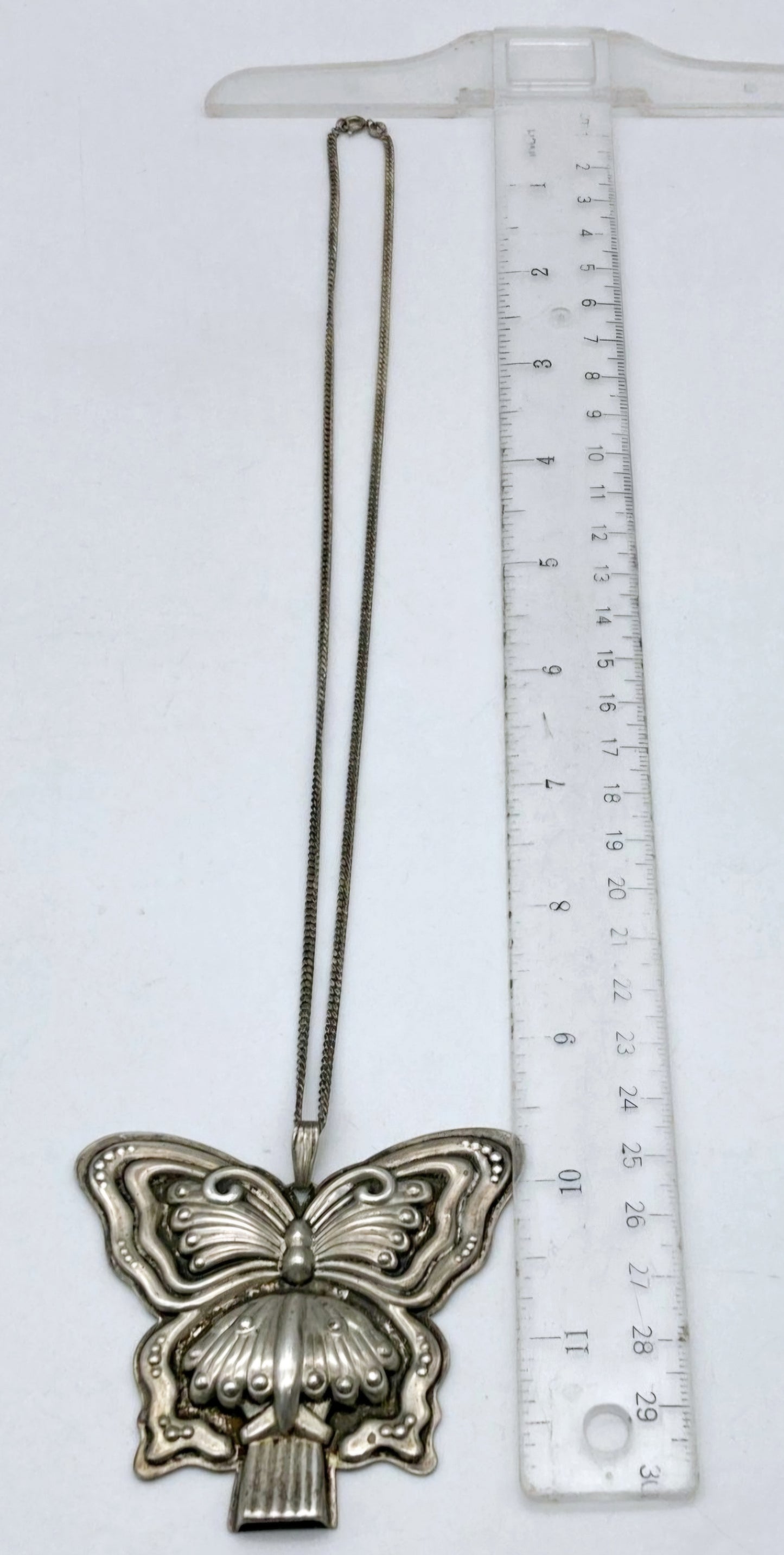 Vtg *Nouveau 2.5" Reed & Barton Sterling Silver .925 Butterfly Whistle Necklace