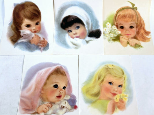 Adorable *Vtg. Set of 5 Northern Tissue Prints Ads Little Girls 11"x14"