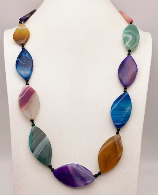 Beautiful *Colorful Agate Slab 28" Necklace