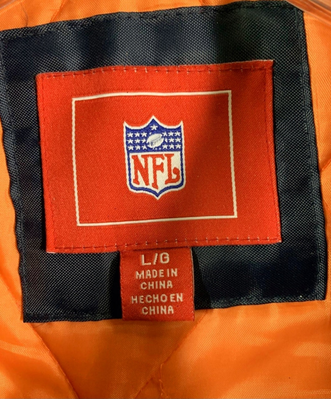 Great *NFL Men's Blue & Orange Chicago Bears Football Jacket (sz Large)