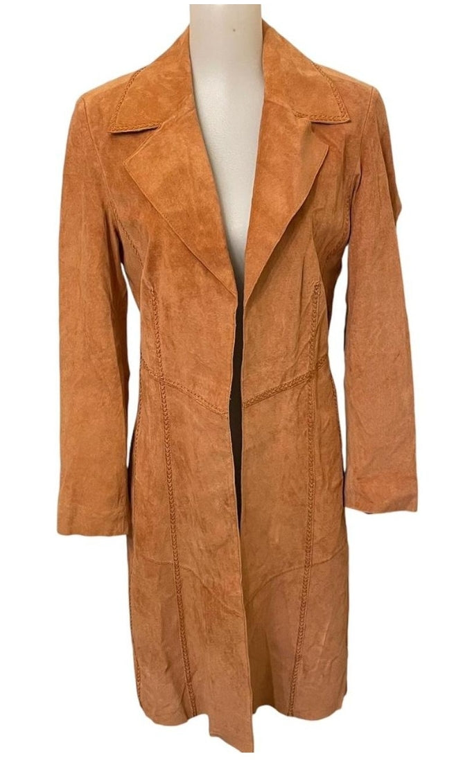 NWT *Women's Coldwater Creek Terracotta Leather/Suede Duster Coat (16)