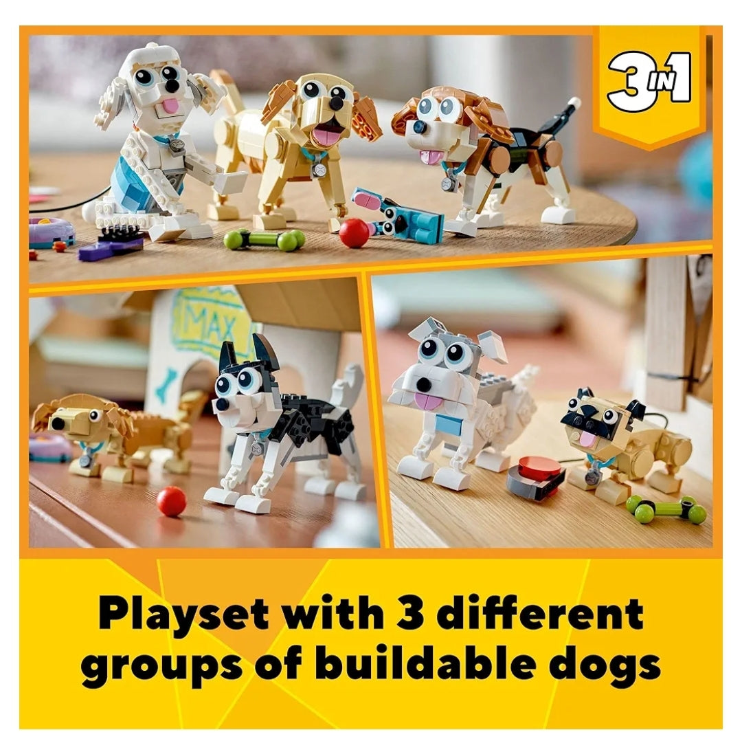 NIB *Lego Creator 3-in-1 Set Adorable Dogs #31137 (475 pc)  Pug, Poodle, Beagle & more